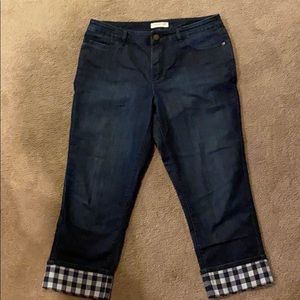 Coldwater Creek Denim Capri Jean w/ check cuff